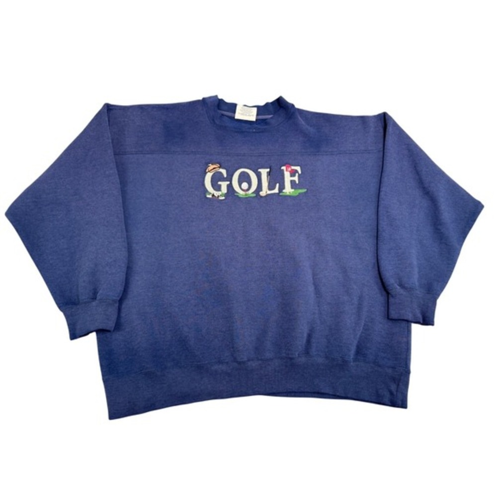 Lee Sport Golf Sweatshirt Mens XL Blue Embroidered Spell Out Pullover‎ Top